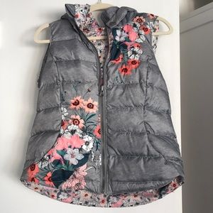 Anthropologie reversible floral puffer vest